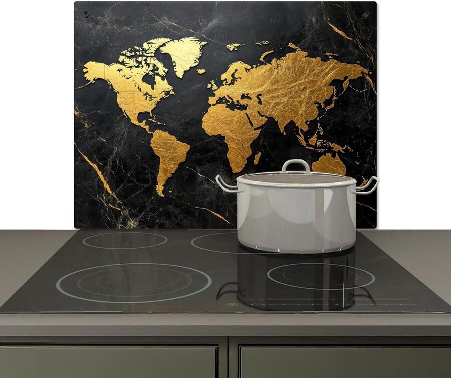 Keuken Spatwand Kookplaat Beschermer Muur Beschermen Hittebestendig Aluminium 52x71 cm Goud Marmer