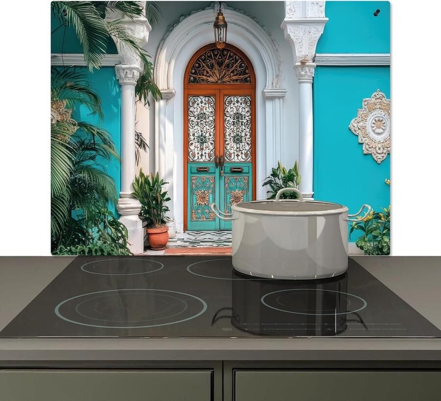 Keuken Spatwand Kookplaat Beschermer Muur Beschermen Hittebestendig Aluminium 52x78 cm Blauw