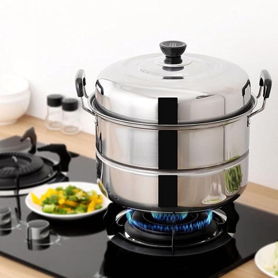 Keuken Stoompot Meerlaagse Pan Gezond Koken Versterkte Structuur 50.4 Liter Zilver