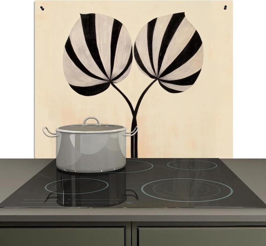 Keuken Wandpaneel Spatwand Fornuis Koken en Reinigen 2-in-1 Functie 52x60cm Beige Bladeren