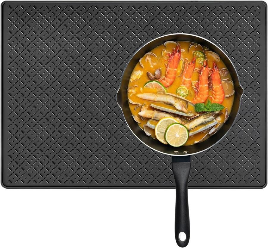 Keuken Werkbladbeschermer Hittebestendige Mat Inductie Kookplaat Antislip Bescherming 70 x 50 cm Zwart