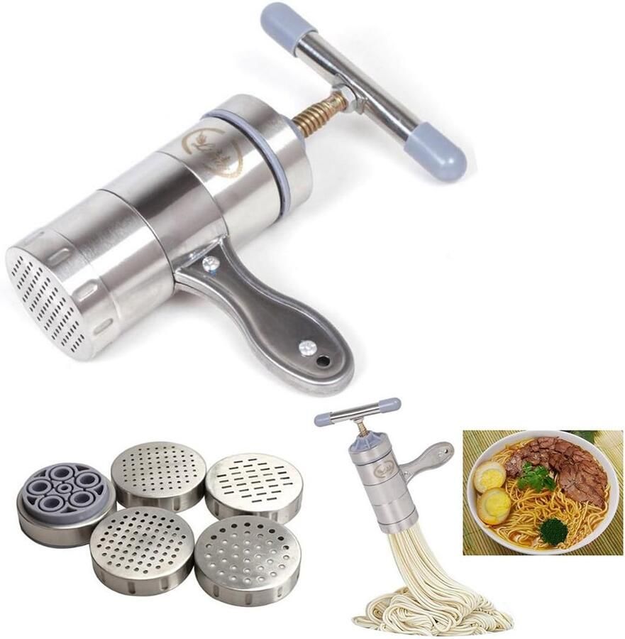 Keukenaccessoires roestvrij staal pastamachine met 5 noodle vormen groente- en fruitpers