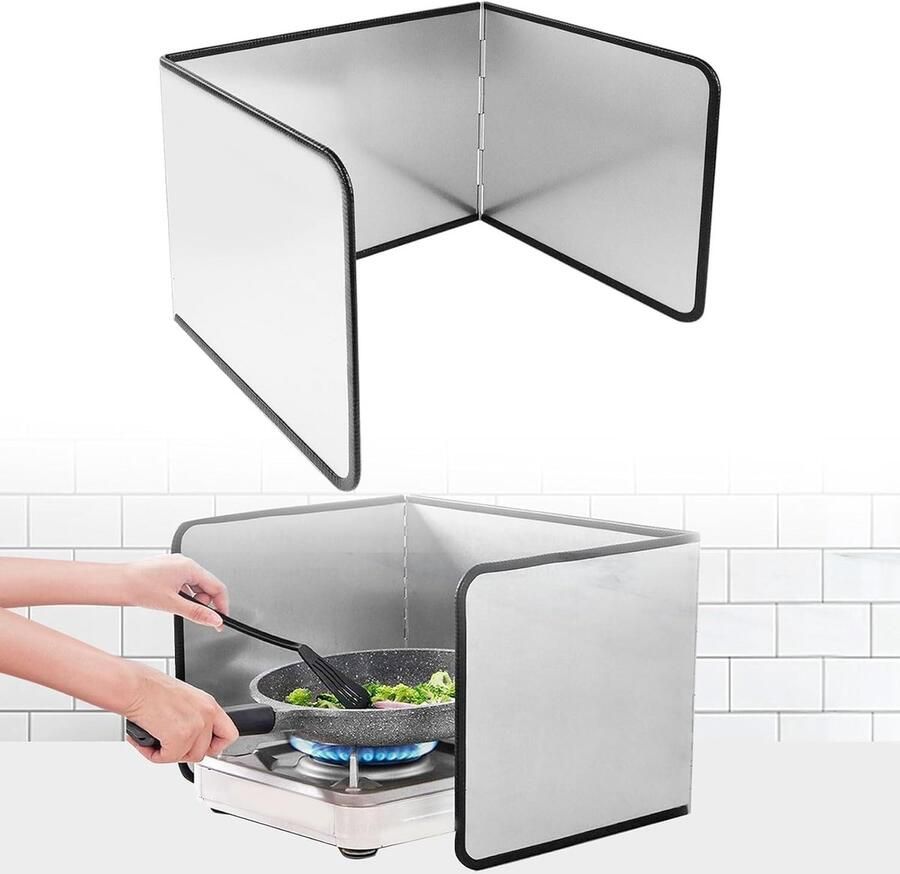Keukenachterwand 76x29x30 cm 4-zijdige spatbescherming voor de keuken inklapbaar anti-spatbescherming met antiaanbaklaag voor keuken fornuis pan muur (S(39x29x30cm))