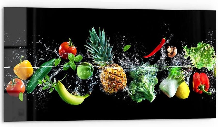 Keukenachterwand Glas Spatbescherming Fornuis Keuken Decoratie 3D Kleurdiepte Effect 80 x 40 cm Groenten Fruit