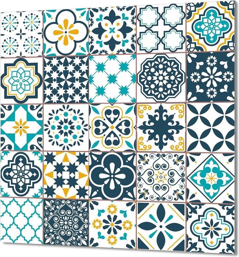 Keukenachterwand Glas Spatbescherming Kookplaat Keuken Decoratie Gehard Glas 60 x 65 cm Mozaïek