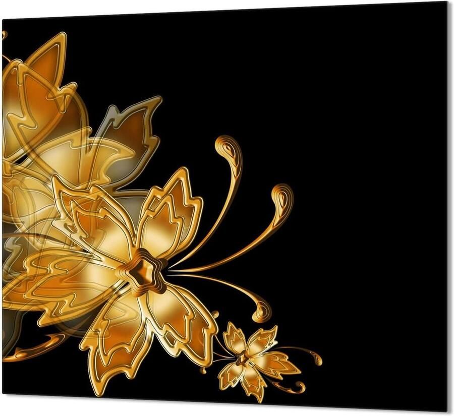 Keukenachterwand Glas Spatbescherming Kookplaat Keuken Decoratie Gehard Glas 65 x 60 cm Goud