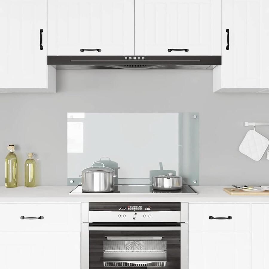 Keukenachterwand Glas Spatbescherming Wand Koken Beschermen Hittebestendig Krasvast 90x50 cm Transparant