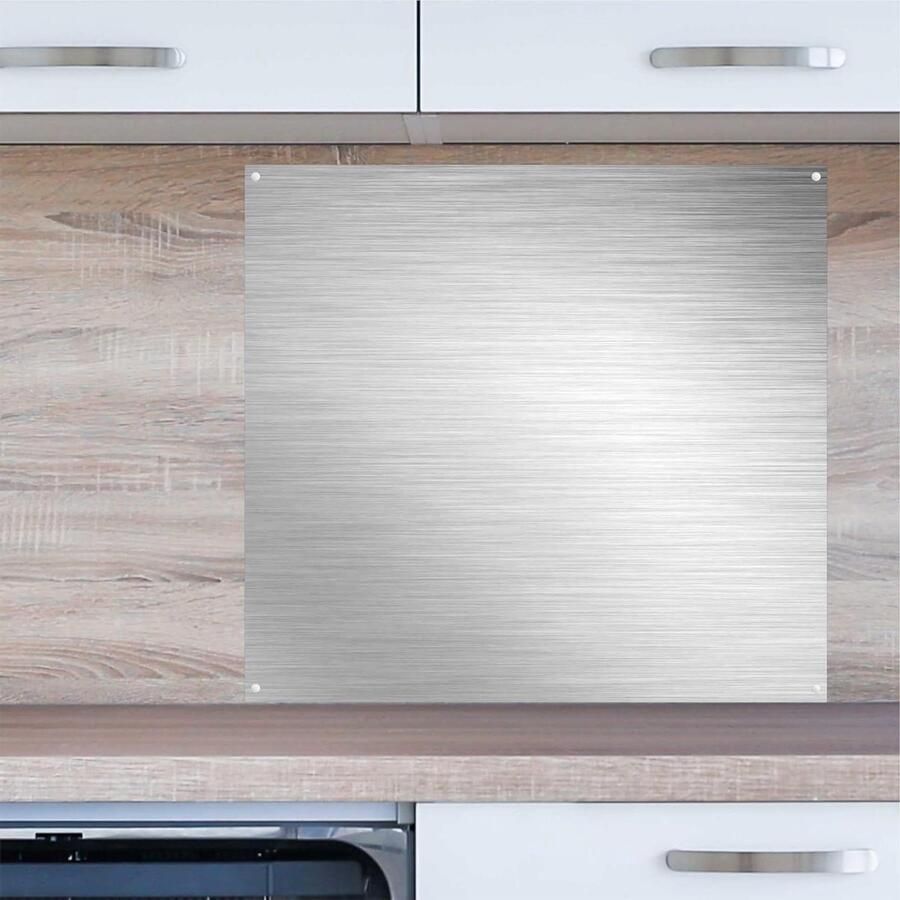 Keukenachterwand Plaat Spatwand Keuken Koken en Afwassen Aluminium Composiet 60 x 55 cm Roestvrijstaal Look