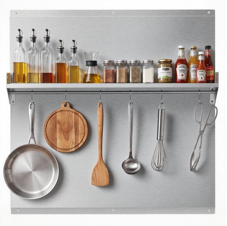 Keukenachterwand RVS Spatwand 76 x 76 cm Met Plank Met Haken Voorgeboorde Gaten Wandbescherming Kookplaat & Afzuigkap Zilver