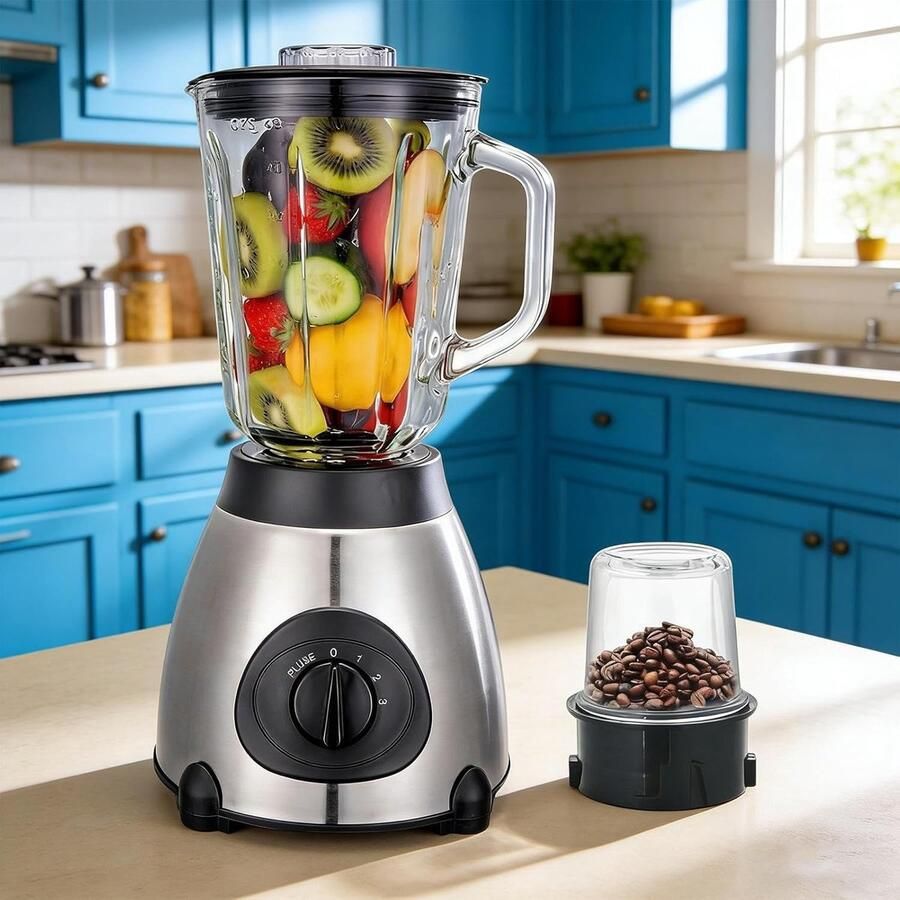 Keukenblender Keukenmachine 850W Krachtige Smoothie Blender met Glazen Kan 1 5L IJscrusher Keukenblender voor Smoothies & Shakes