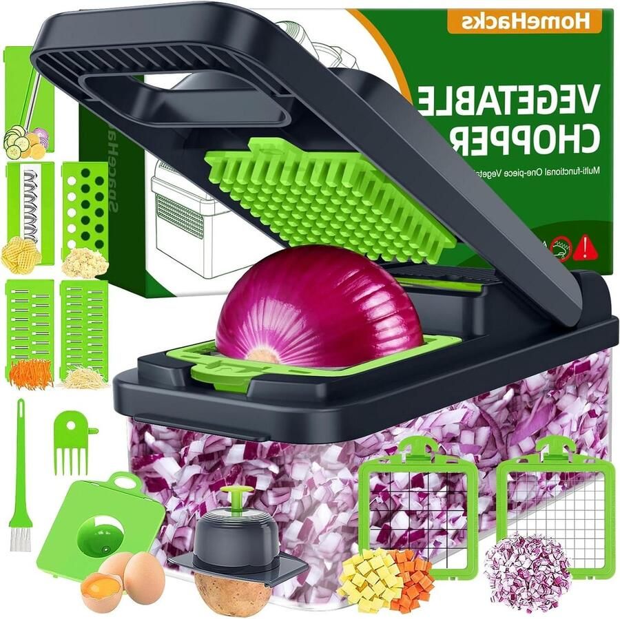 Keukengadget Set Groente Snijder Snel Ingrediënten Voorbereiden 12-delig Multifunctioneel 225 cm Lengte Grijs