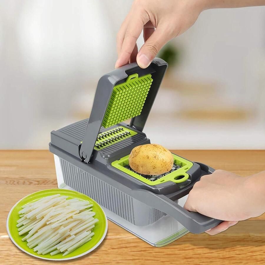 Keukengereedschap Set Groentehakker Fruit Snel Snijden Multifunctioneel 32 cm Grijs