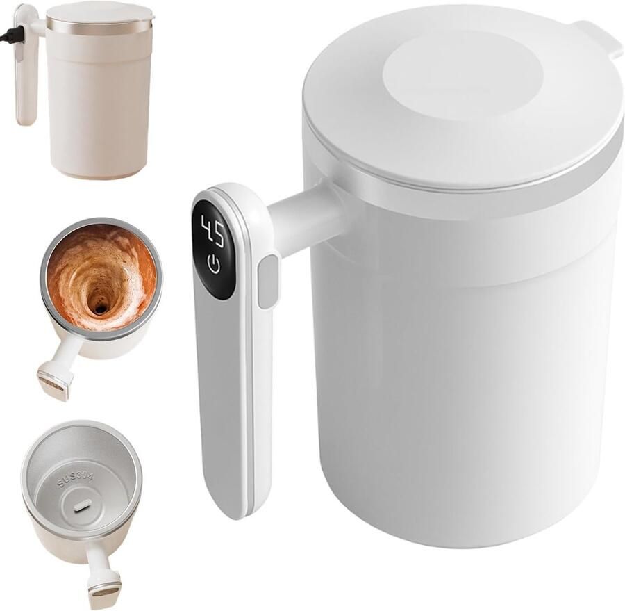 Keukengerei Magnetische Automatische Roermok 2026 Upgrade RVS Reismok Magnetisch Roeren Voor Kantoor En School Witte Blender Zelfroerende Beker