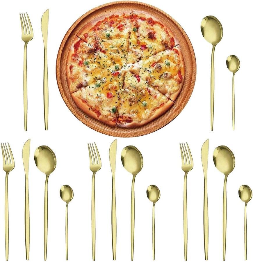 Keukengerei Set Besteek Set Dagelijks Gebruik Hoogwaardig RVS 16 Delig Goud