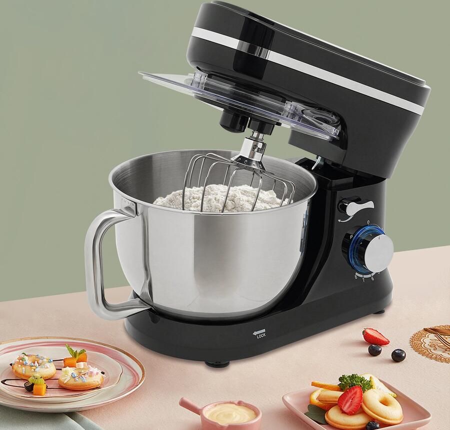 Keukenmachine 1000 W Vermogen 4 5 Liter Mengkom Elektrisch Inclusief Deeghaak En Garde Voor Brood En Cake Gezinsgebruik