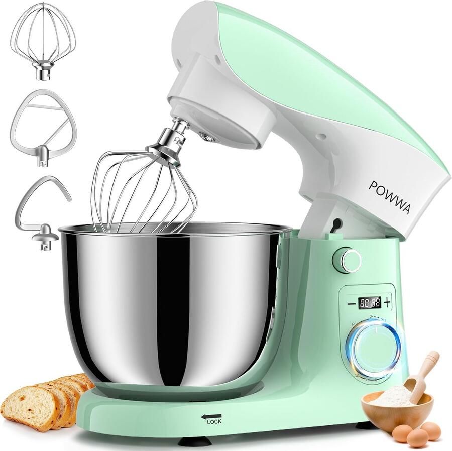 Keukenmachine 1500W – 5L Mengkom – 10 Snelheden – Met Garde Deeghaak & Klopper