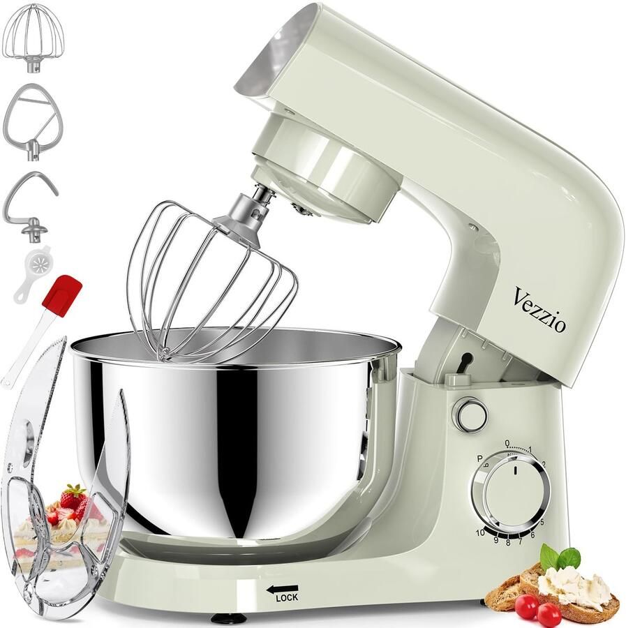 Keukenmachine 1500W – Kneedmachine met 10 Snelheden – 4 5L RVS Mengkom – Groen