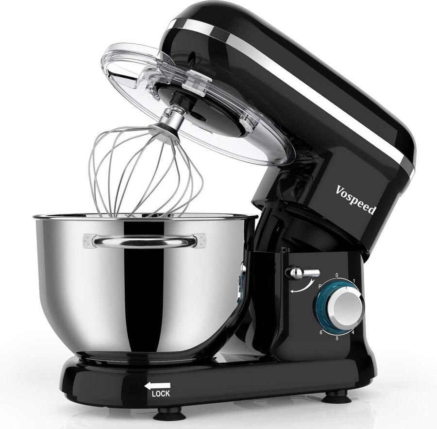 Keukenmachine 1500W met 6 snelheden Standmixer met 6 2L RVS kom Deegkneder met garde en deeghaak