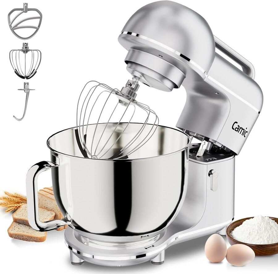 Keukenmachine 3-in-1 Bakmachine Deegmixer Brood Bakken Grote Kom Capaciteit 7 Liter Kom Zilver