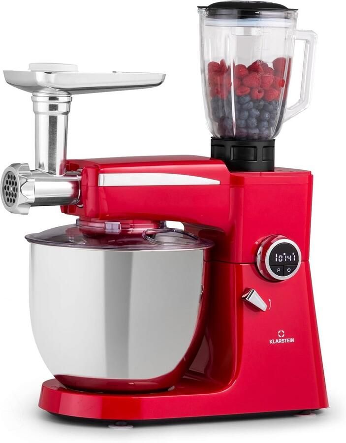 Keukenmachine 3-in-1 Mixer Deegmaker Bakken en Koken Krachtige 2000 Watt Motor 10L Kom Rood