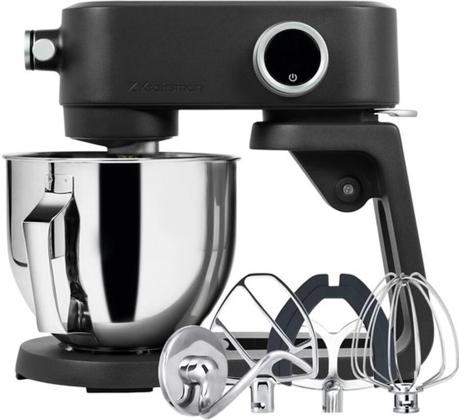 Keukenmachine 5 liter volledig metalen kneedmachine deegmachine met universele stroominterface 8 snelheden en timerfunctie roermachine met garde deeghaak en garde (volledig zwart)