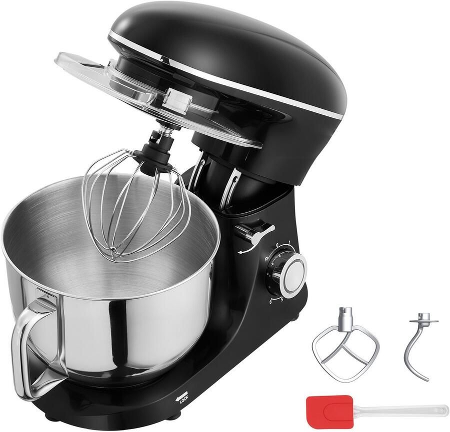 Keukenmachine 8 3 QT Deegmixer 1400 W 6+P Snelheden Keukenmachine met Kantelbare Kop en Roestvrijstalen Kom Deeghaak Garde Platte Klopper Schraper