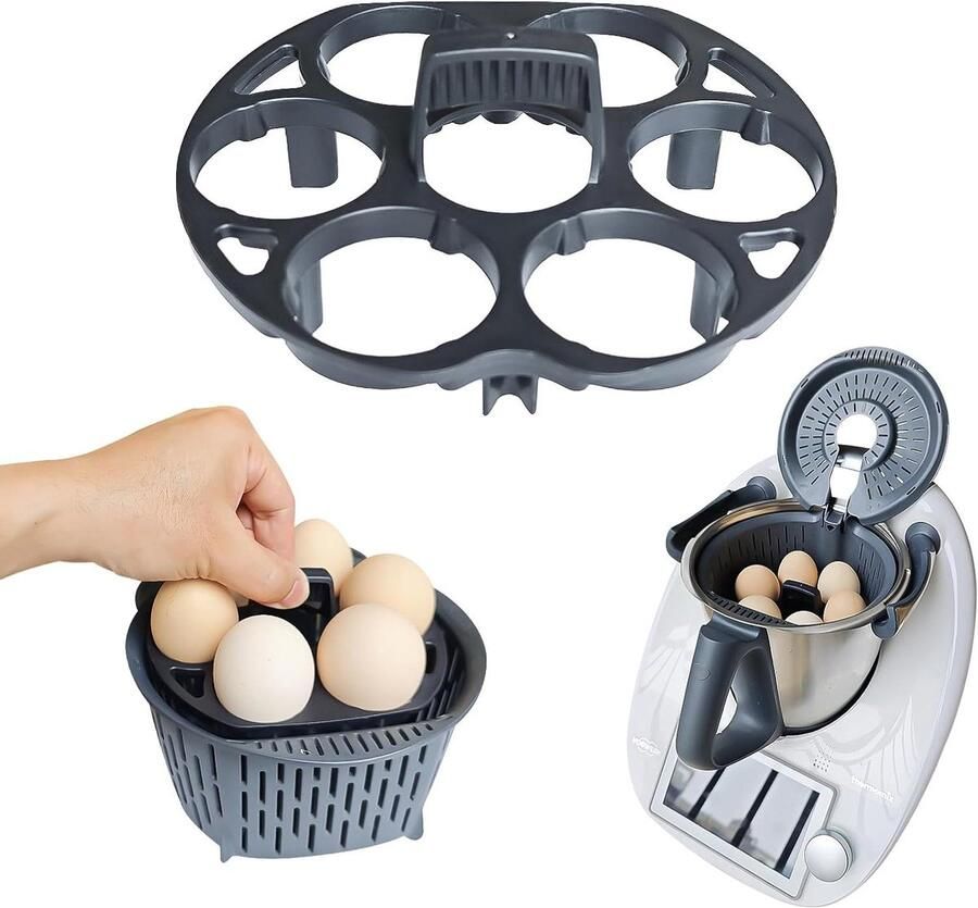 Keukenmachine Accessoire Eierkoker Houder Eieren Koken Perfecte Pasvorm Monolaag Wit