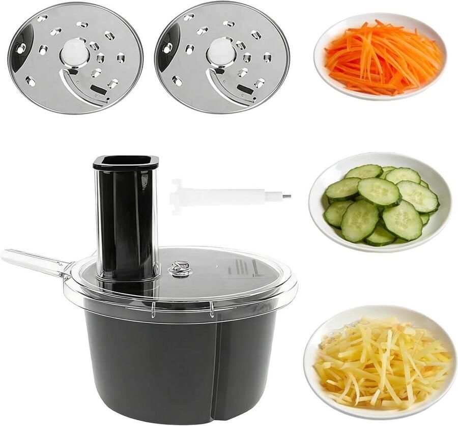 Keukenmachine Container Cutter Groentehakselaar Accessoires Maaltijden Bereiden Twee Verwisselbare Messen 20 x 25 cm Zwart