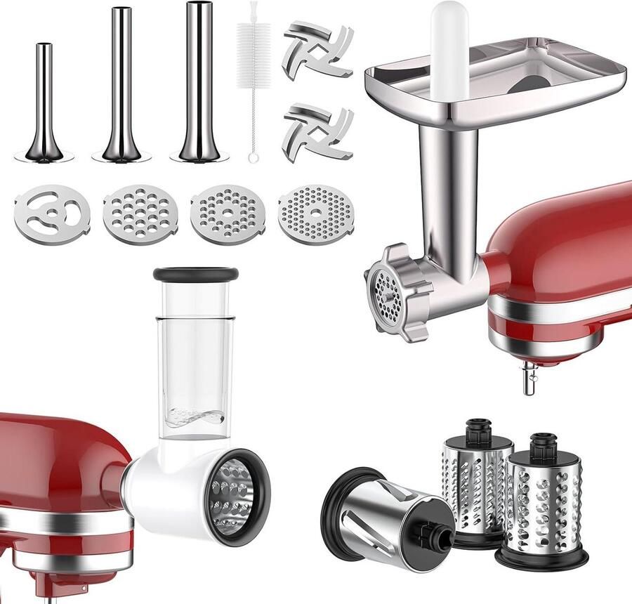 Keukenmachine Accessoires Vleesmolen Groentesnijder Voedsel Bereiden Aluminium Legering 3 Maalschijven 3 Hoorns Zilver