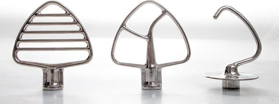 Keukenmachine Accessoireset Mixer Onderdelen Bakken en Koken Roestvrij Staal 3 Delig Zilverkleurig