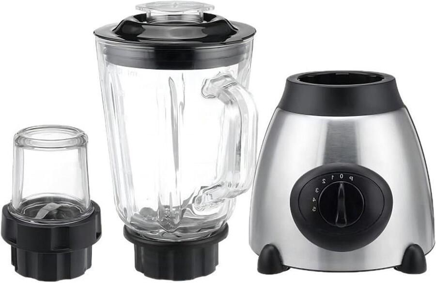 Keukenmachine Blender Voedselmaker Kruidenmolen Maaltijden Bereiden Verwisselbare Glazen Beker 1.5 Liter Capaciteit Zwart