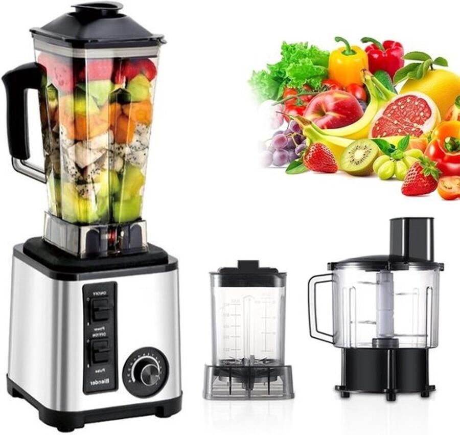 Keukenmachine Commerciële Blender Grote Porties Maken 15 Snelheidsstanden 3 Liter Capaciteit Zilver
