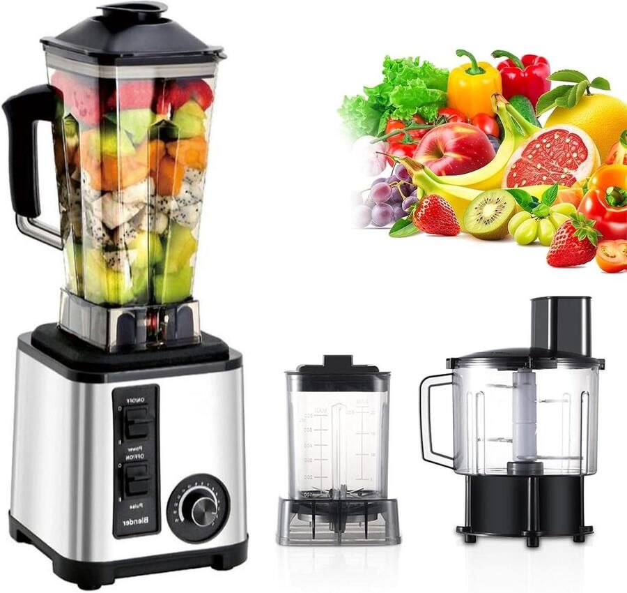 Keukenmachine Commerciële Blender Grote Porties Maken 15 Snelheidsstanden 3 Liter Capaciteit Zilver