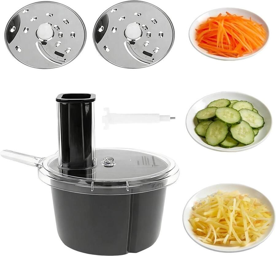 Keukenmachine Container Cutter Kit vervangende groentehakselaar accessoires met 2 mesjes dunschiller snijhulpstukken compatibel voor Thermomix TM5 TM6