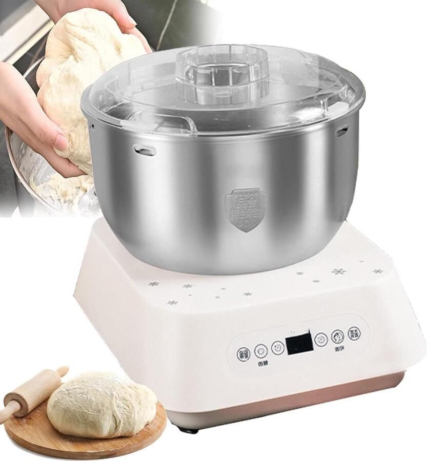 Keukenmachine Deegkneedmachine Deegmixer Staande mixer Zelf Bakken Thermostatische Gisting 5 Liter Zilver