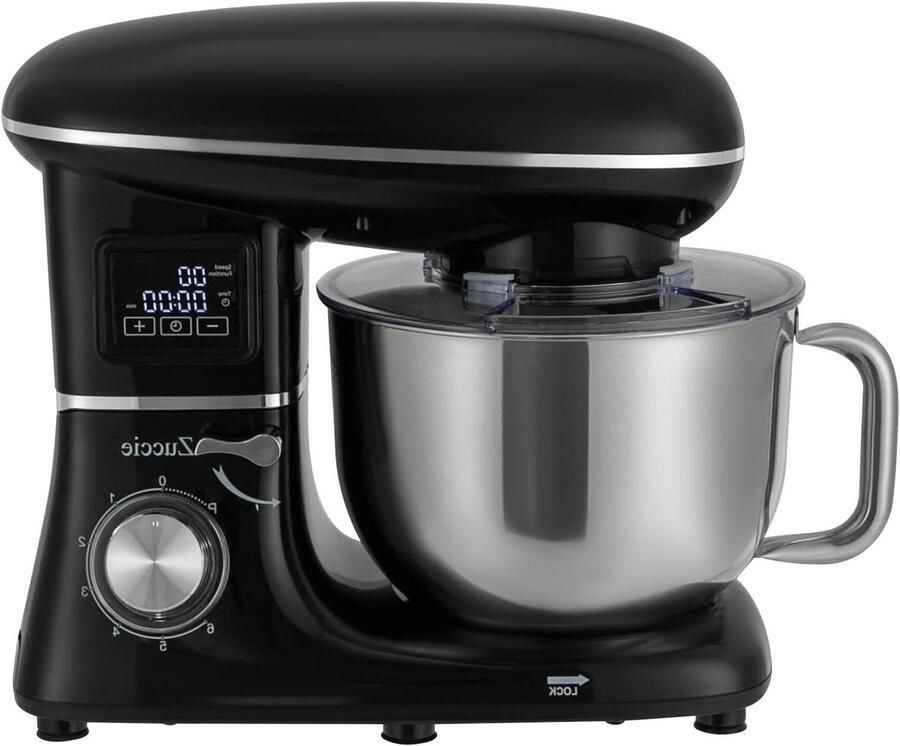Keukenmachine Deegmachine Mixer Bakken en Koken LCD Timer Functie 6.6 Liter Zwart