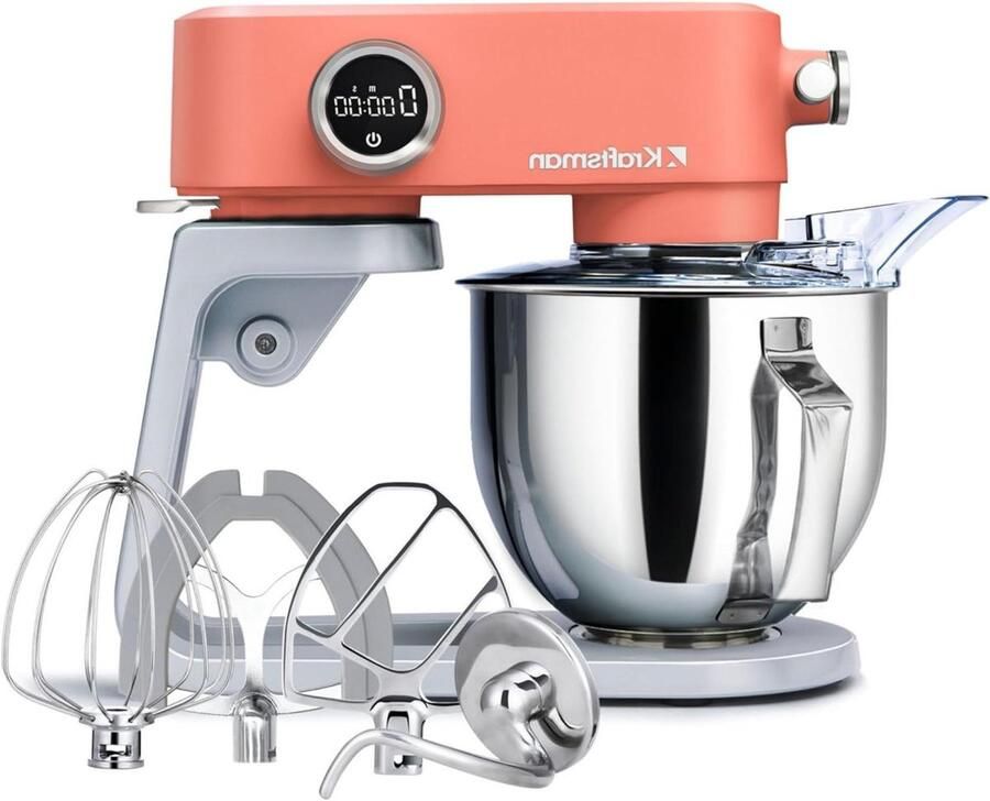 Keukenmachine Deegmachine Mixer Bakken en Koken Volledig Metalen Behuizing 5 Liter Kom Oranje