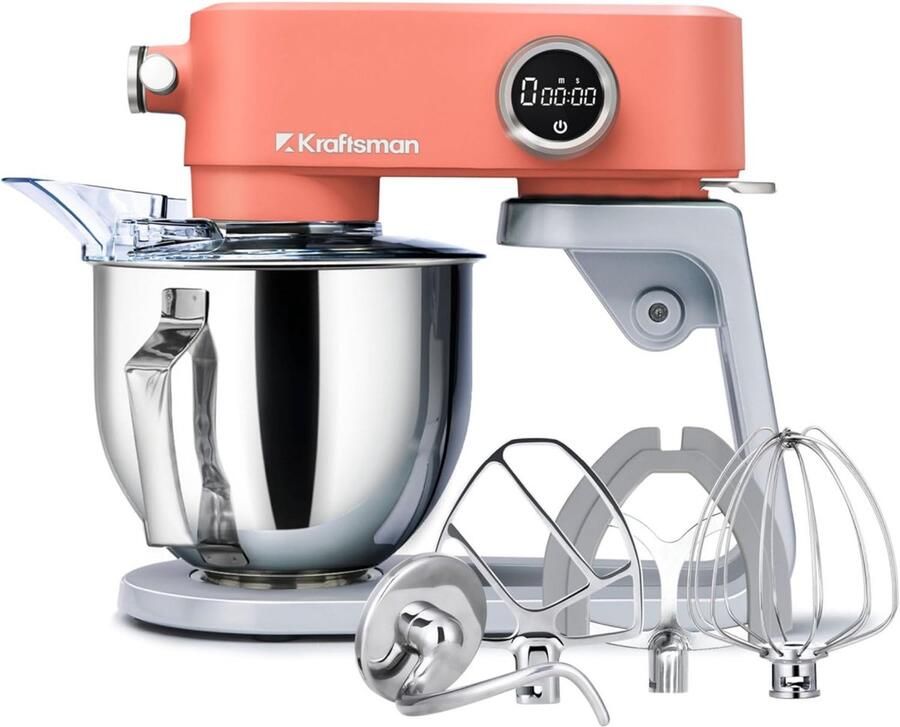 Keukenmachine Deegmachine Mixer Bakken En Koken Volledig Metalen Behuizing 5 Liter Kom Oranje