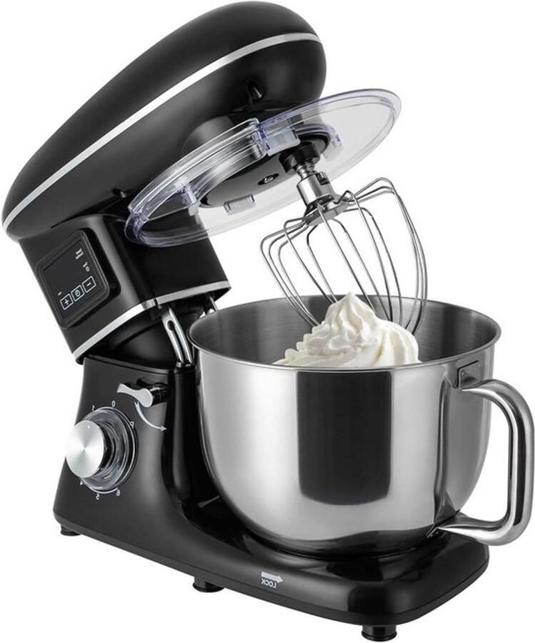 Keukenmachine Deegmachine Mixer Bakken en Mixen Krachtige 1500W motor 6.5 Liter kom Zwart