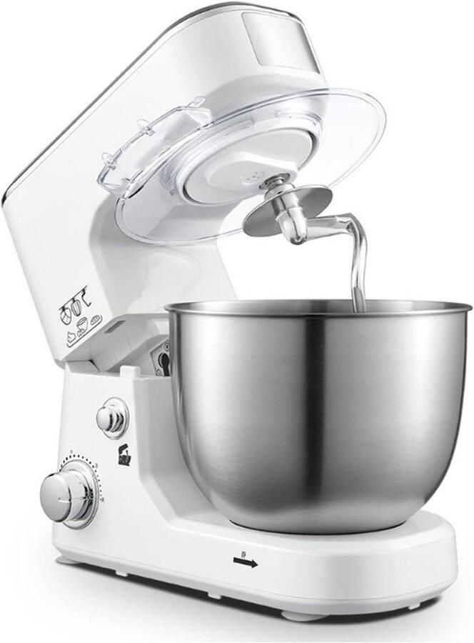 Keukenmachine Deegmixer Garde Bakken en Koken Krachtige 1000W Motor 5L Kom Wit