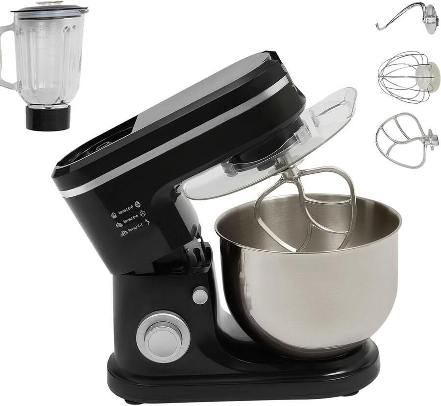 Keukenmachine Deegmixer Kneedmachine Bakken en Mixen Stille Werking 6 Liter Zwart