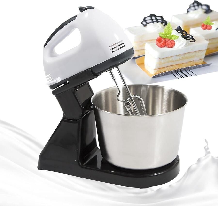 Keukenmachine Deegmixer Roerapparaat Elektrisch Bakken en Koken 7 Snelheden Kantelkop 1.7 Liter Kom Zwart