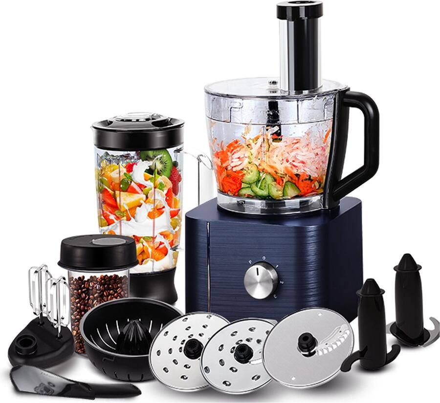 Keukenmachine Donkerblauw 1100 W Vermogen 3 2 L Mengkom Kunststof En RVS Multifunctioneel Voor Huishoudelijk Gebruik