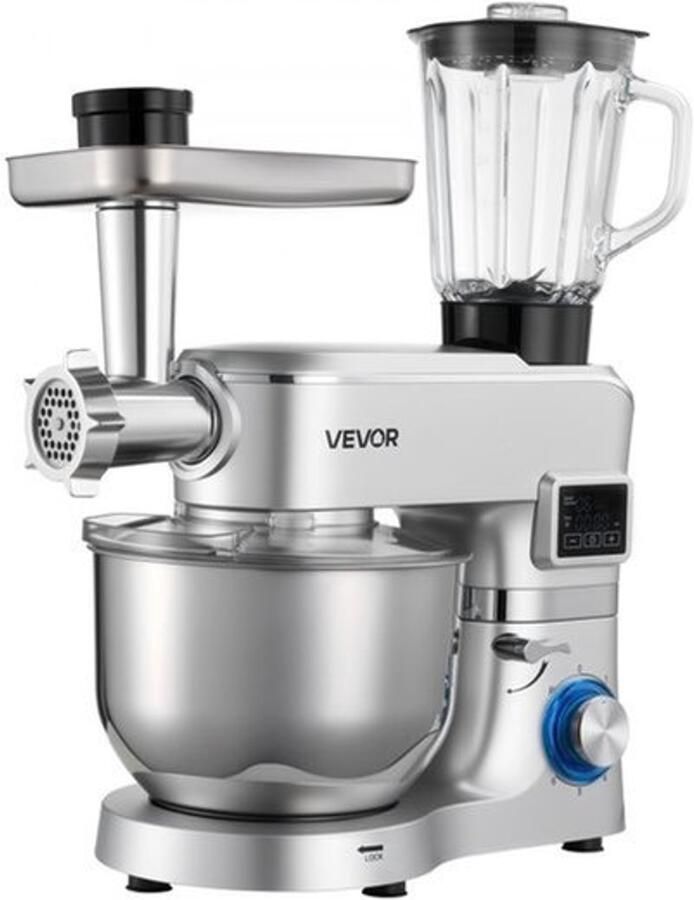 Keukenmachine Elektrisch 1500 W Vermogen 5 7 L Roestvrijstalen Kom ABS Materiaal Zilver Kleur Multifunctioneel Mixer