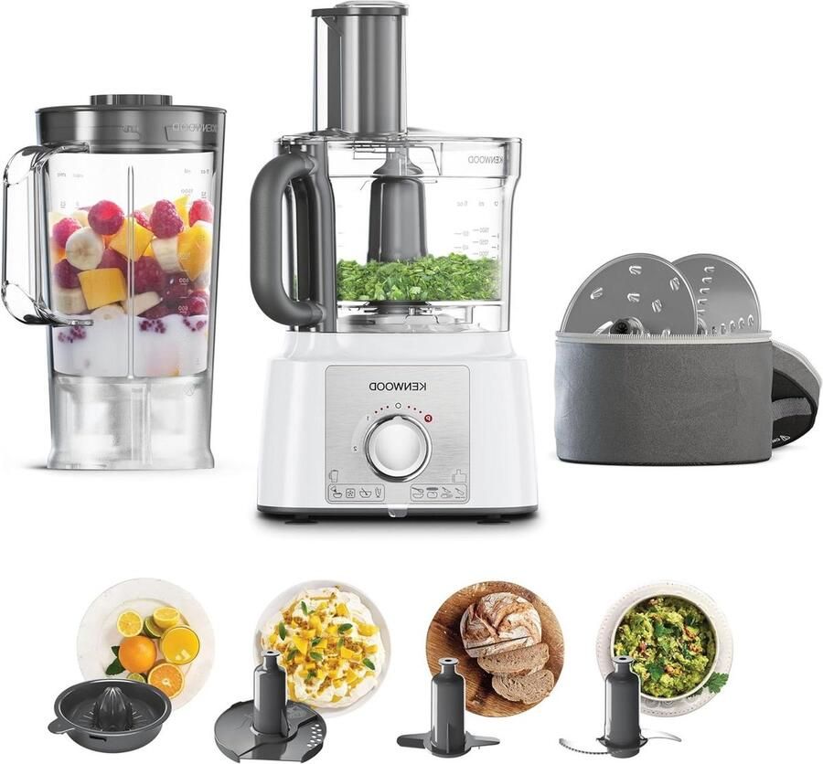 Keukenmachine Foodprocessor Keukenrobot Maaltijden Bereiden 1000 Watt Vermogen 3 Liter Kom Wit