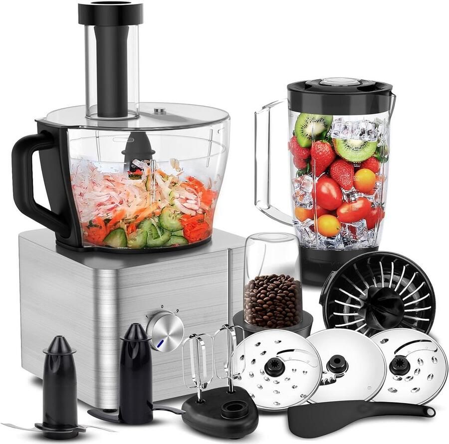 Keukenmachine Food processor Koken en bakken 11-in-1 functionaliteit 32 liter kom Zilver - Foto 1