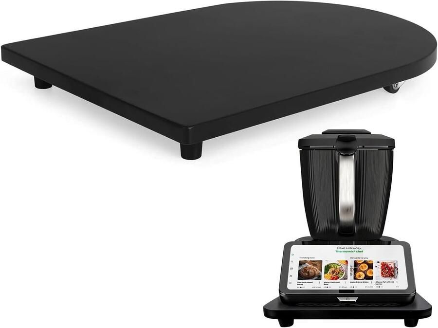Keukenmachine Glijplaat Accessoire Bamboe Apparaat Verplaatsen 360° Wielen 40x28 cm Zwart