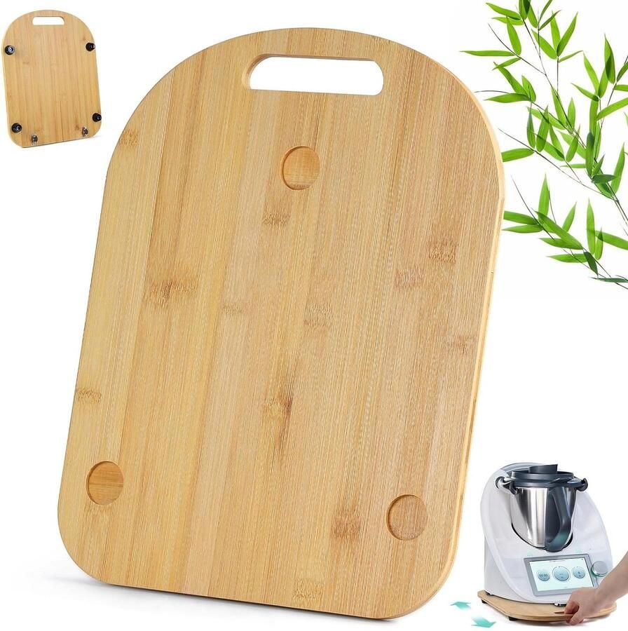 Keukenmachine Glijplank Accessoires Bamboe Apparaat Verplaatsen Met Wielen 36 x 28 cm Natuurlijk Bamboe