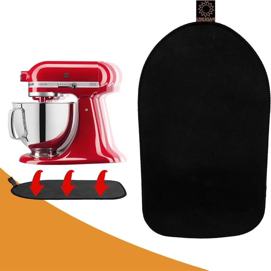 Keukenmachine Glijplank Mixer Accessoire Gemakkelijk Verplaatsen Antislip Rubber 33 x 20 cm Zwart