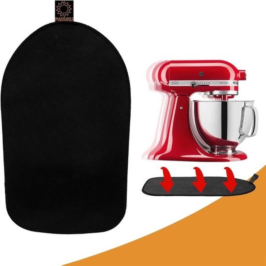 Keukenmachine Glijplank Mixer Onderstel Apparaat Verplaatsen Duurzaam Rubber Materiaal 34 x 21 cm Mat Zwart